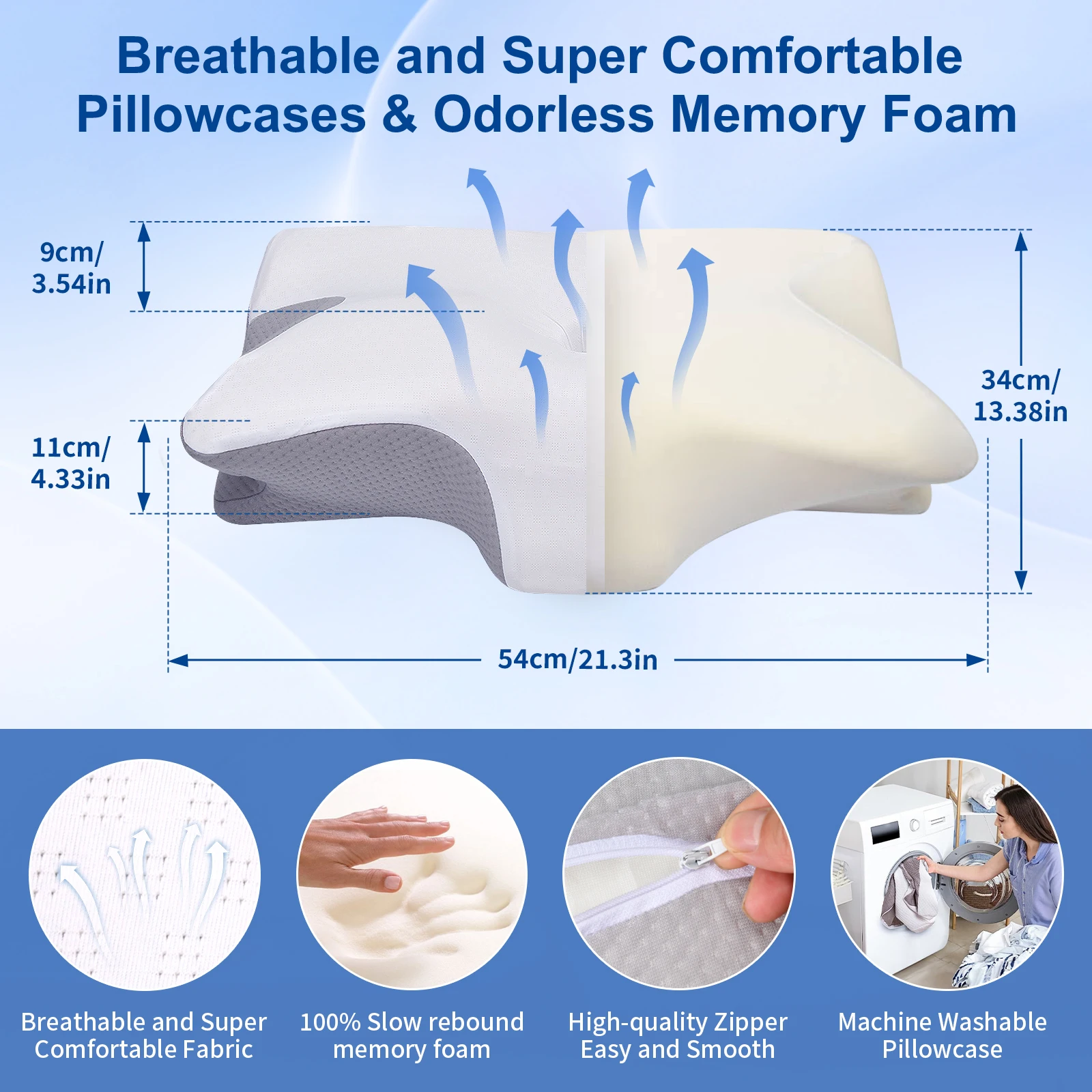 Pulatree Cervical Pillow for Neck & Shoulder Pain Relief, Ergonomic Memory Foam with Removable Pillowcase - Image 6