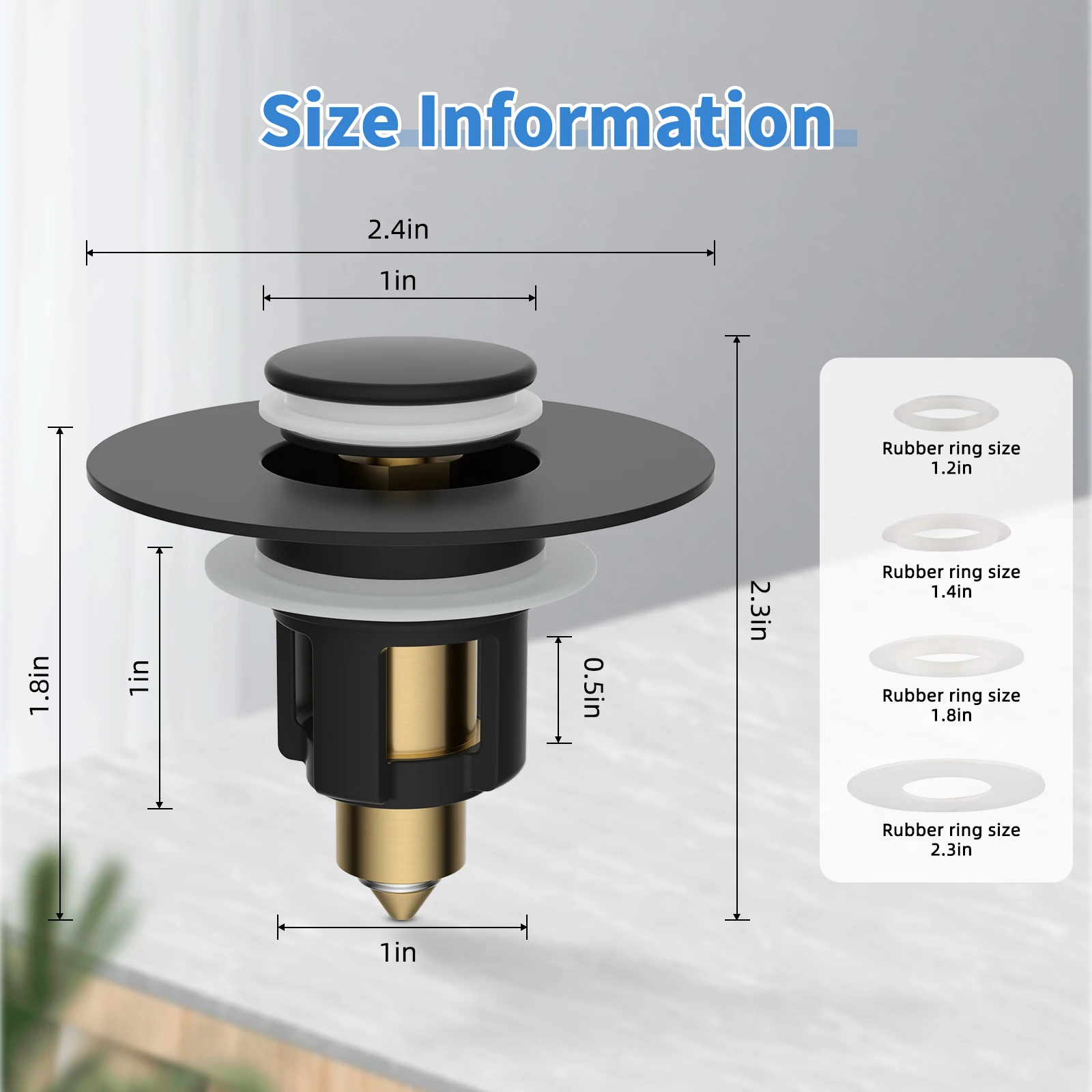 Universal Bathroom Sink Stopper for 1.1"–2.3" Drain Holes, Pop-Up Anti-Clogging Strainer - Image 2