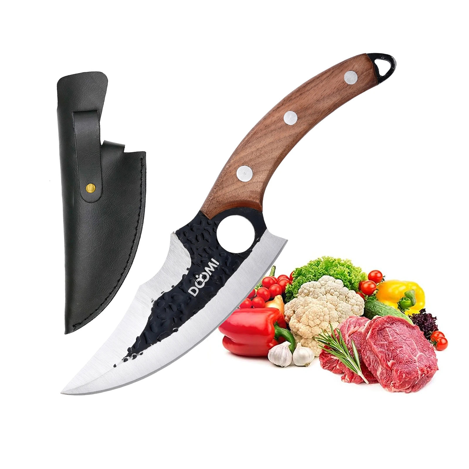 Viking Kitchen Knives Set – Hand Forged Butcher Cleaver with Sheath for Meat & Outdoor Cooking - Image 5