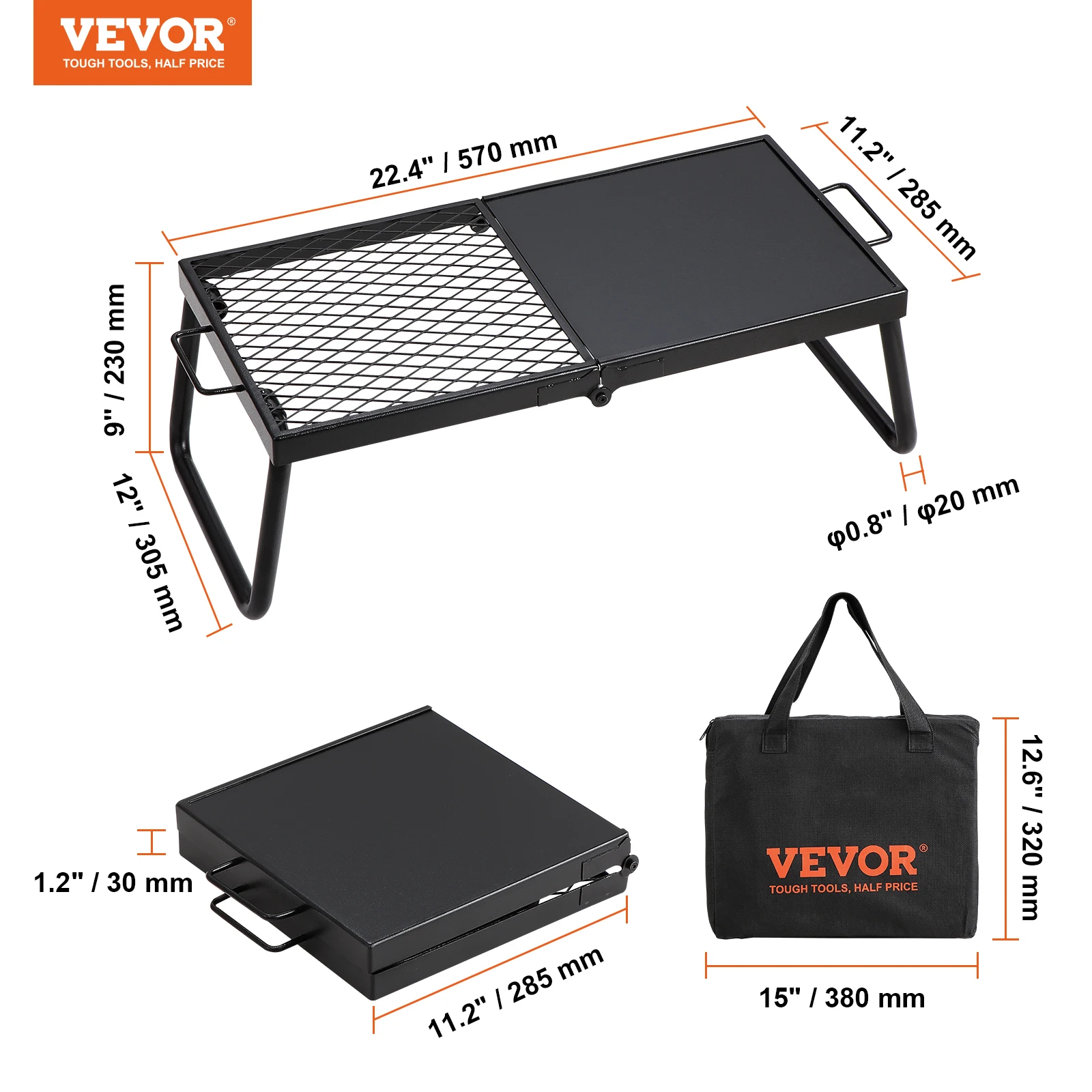 VEVOR 18/24in Barbecue Charcoal Grill, Outdoor Cooking for Camping & Picnics - Image 8