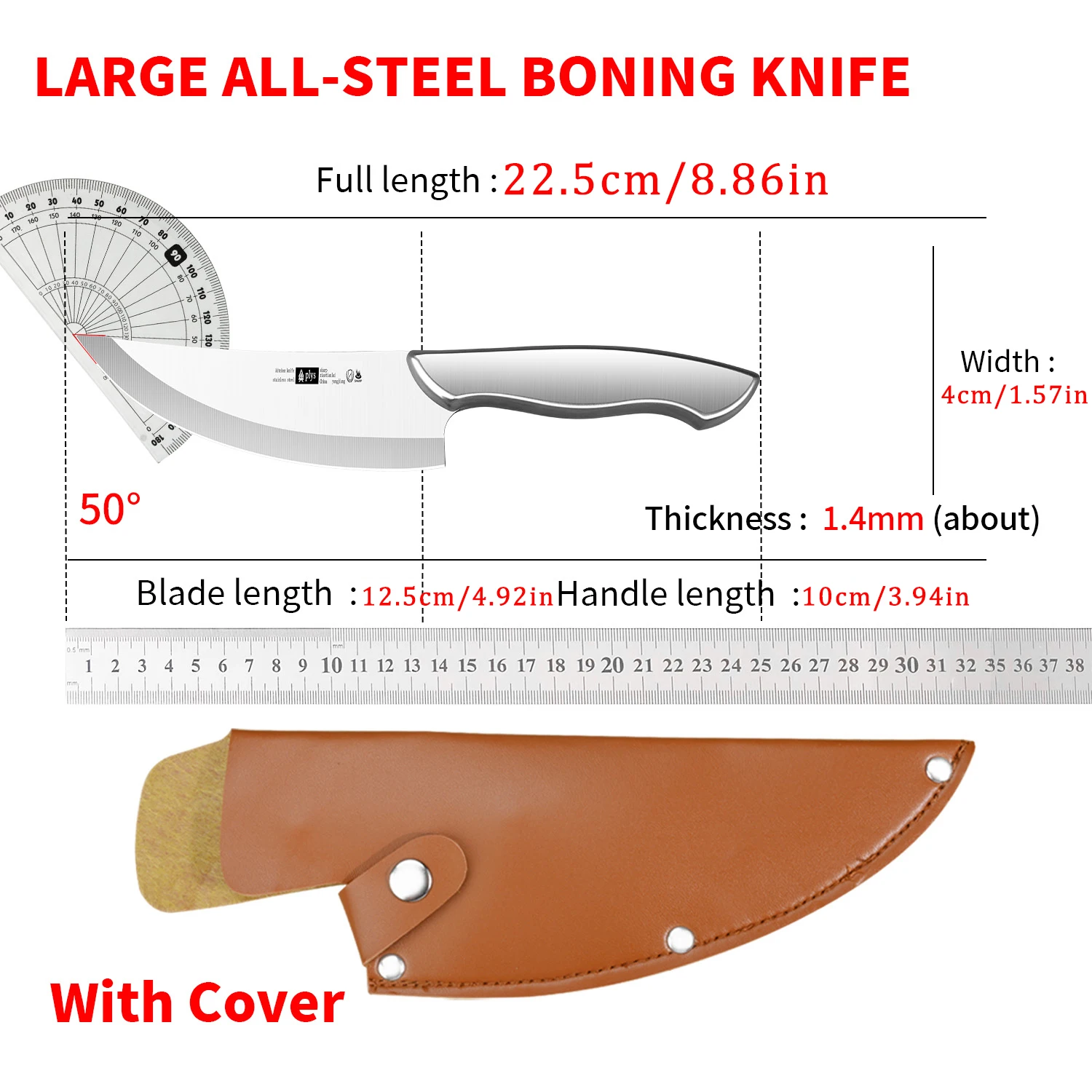 Hand‑Forged Boning & Cleaver Knife – Full‑Tang with Leather Sheath, Ergonomic Grip - Image 8