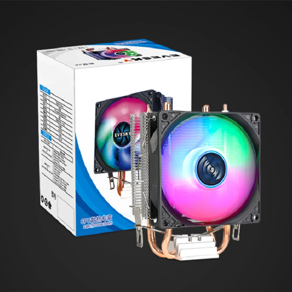 9cm RGB CPU Cooling Fan 2 Heat Pipes Hydraulic Bearings for Intel/AMD - Image 4
