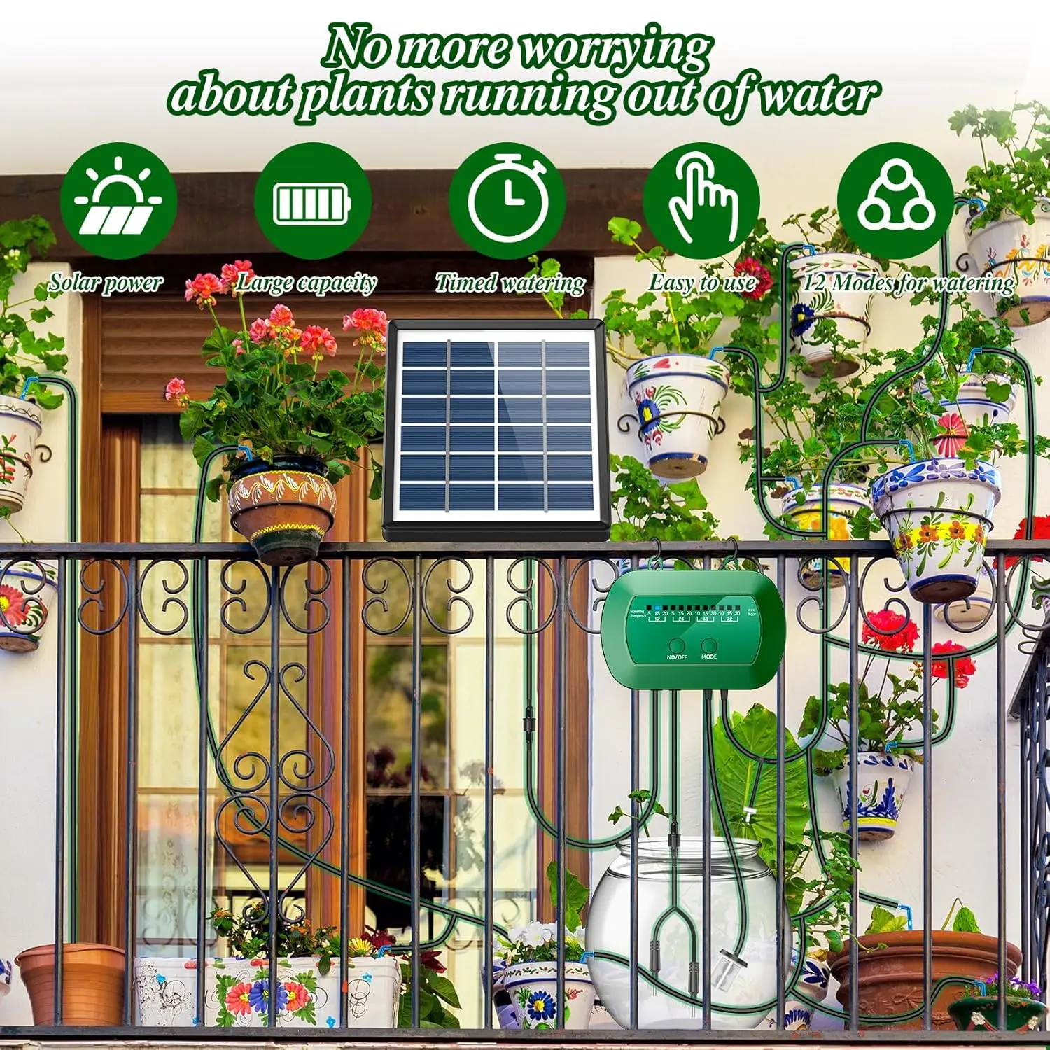 Solar-Powered Automatic Drip Irrigation Kit – 15m Hose, Timer, Self-Watering - Image 2