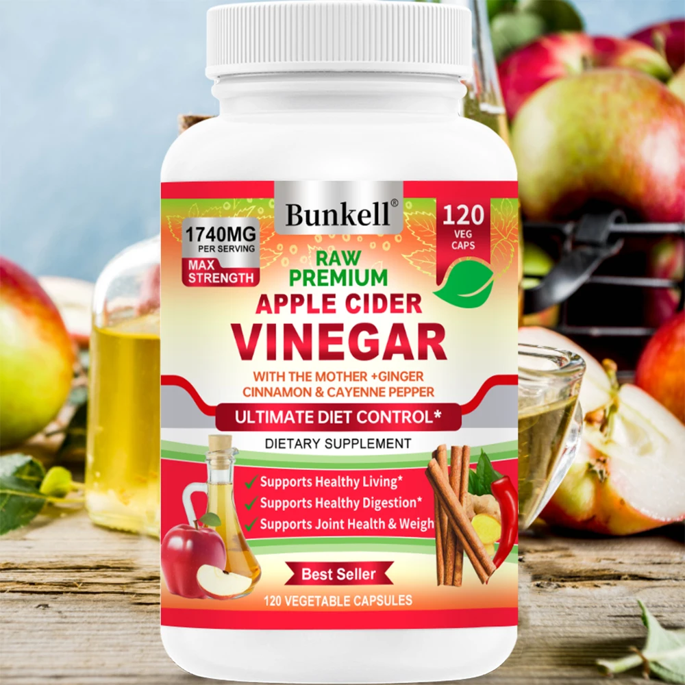 Apple Cider Vinegar Capsules 1740mg - Detox & Support Digestion with Cinnamon, Ginger & Cayenne