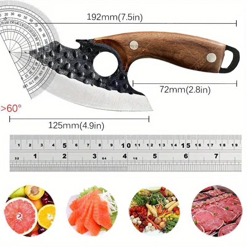 Hand Forged Mini Boning Knife 4.9" Stainless Steel – Small Kitchen Slicing Knife with Sheath - Image 3