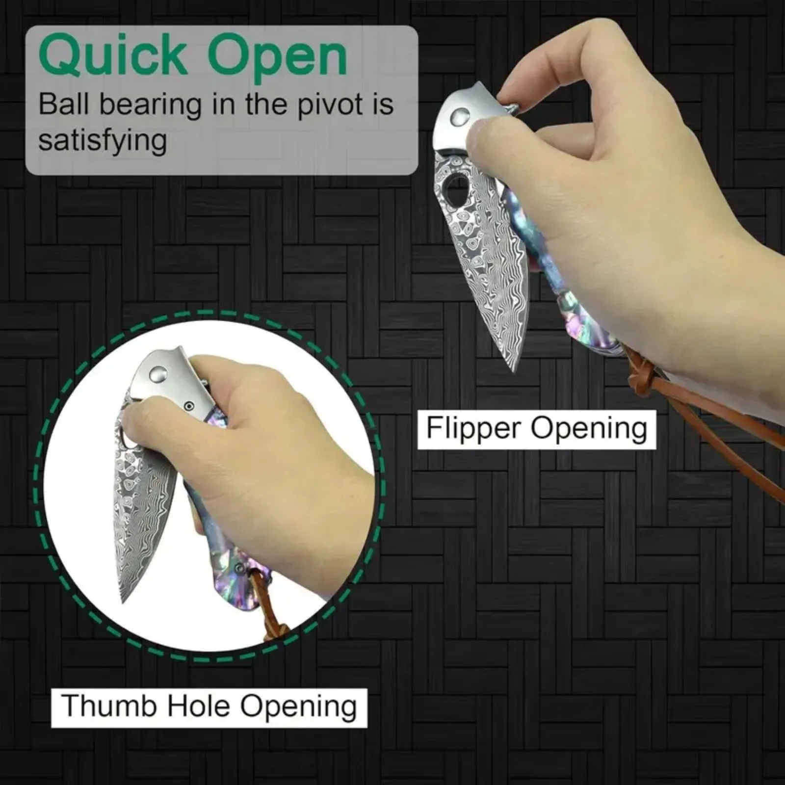 High-Quality Damascus Steel Folding Fruit Knife – Manual Rotation, Compact Design - Image 6