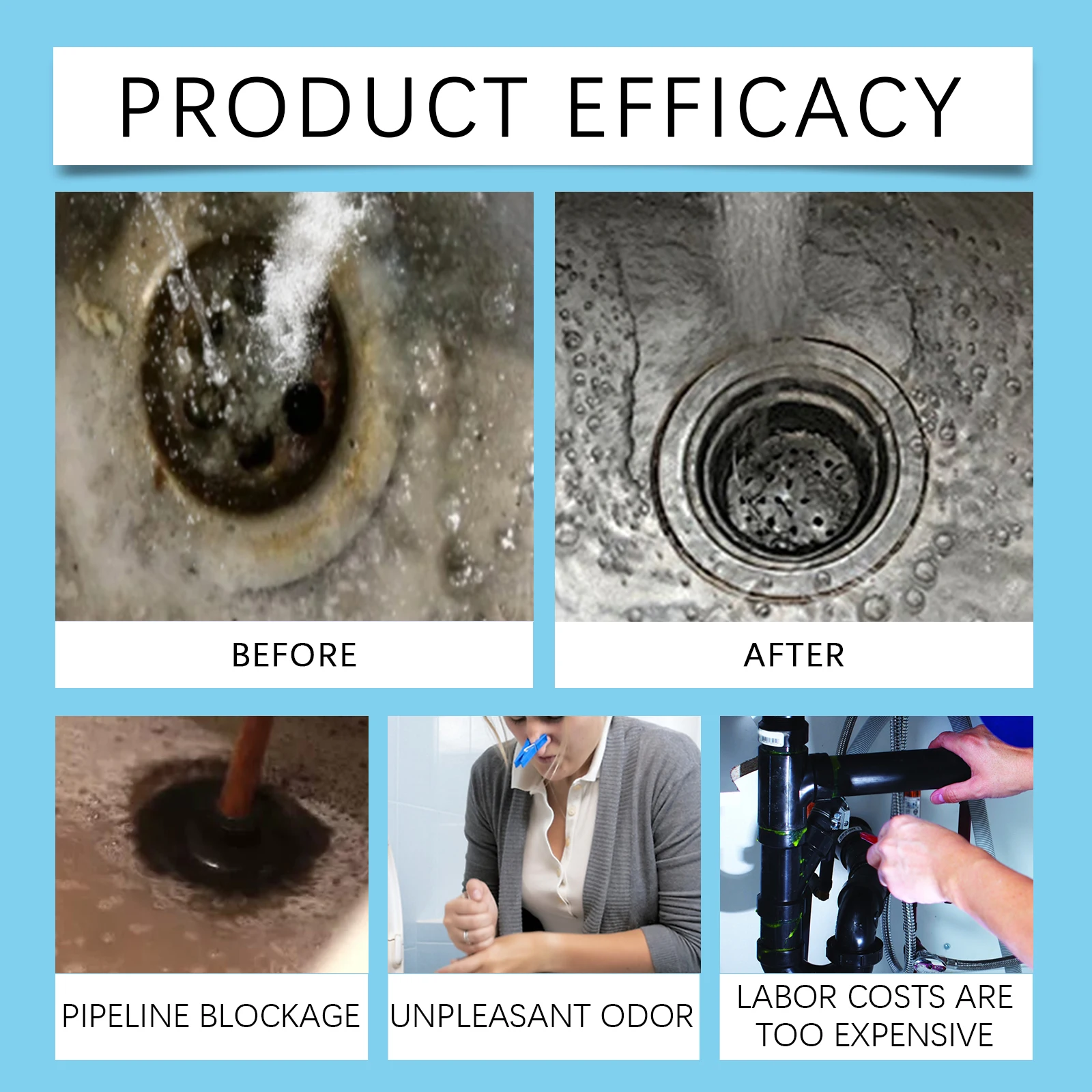 Toilet & Drain Cleaner, Bathroom Pipe Opener, Kitchen Sink & Sewer Bowl Wash Block - Image 2