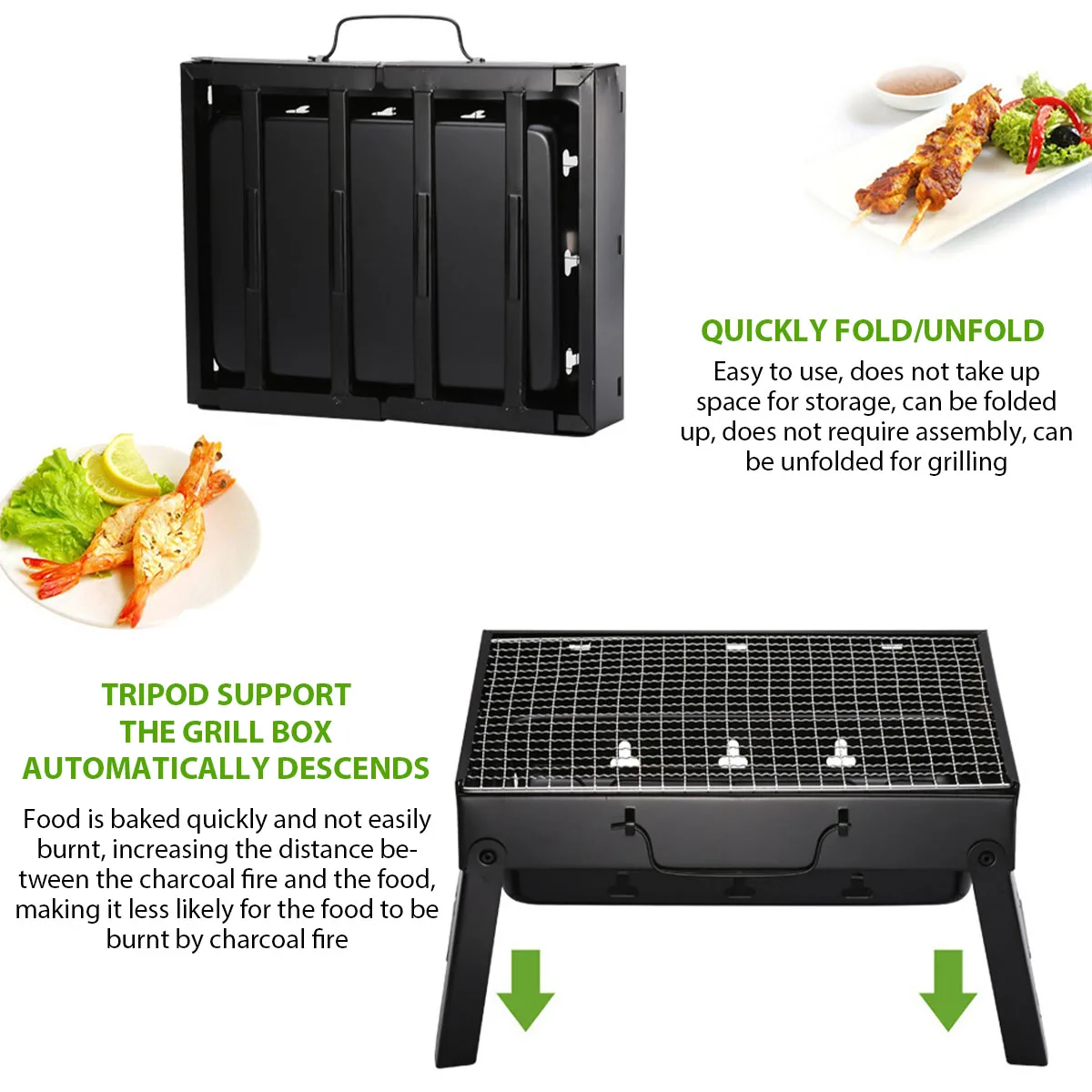 Portable Foldable Steel BBQ Grill - Charcoal Stove for Outdoor Camping Picnic - Image 4