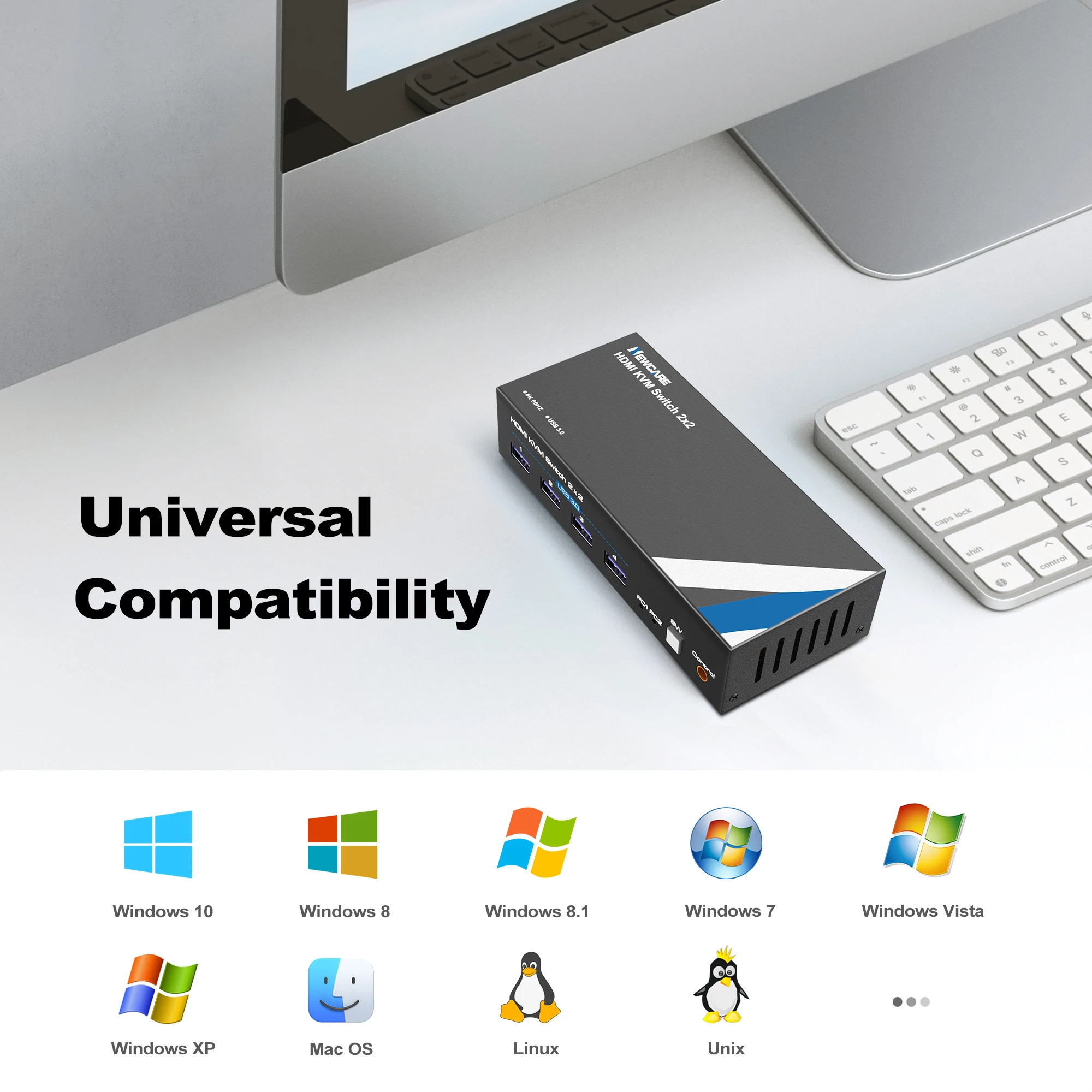 8K KVM Switch HDMI for Dual Monitors, 4K 120Hz, 2 PCs, 4 USB Ports, HDMI 2.1 - Image 6