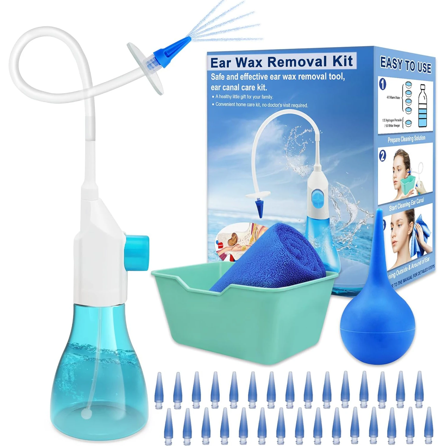 Ear Wax Removal Kit – Manual Irrigation Ear Cleaner for Adults & Kids Safe Home Use
