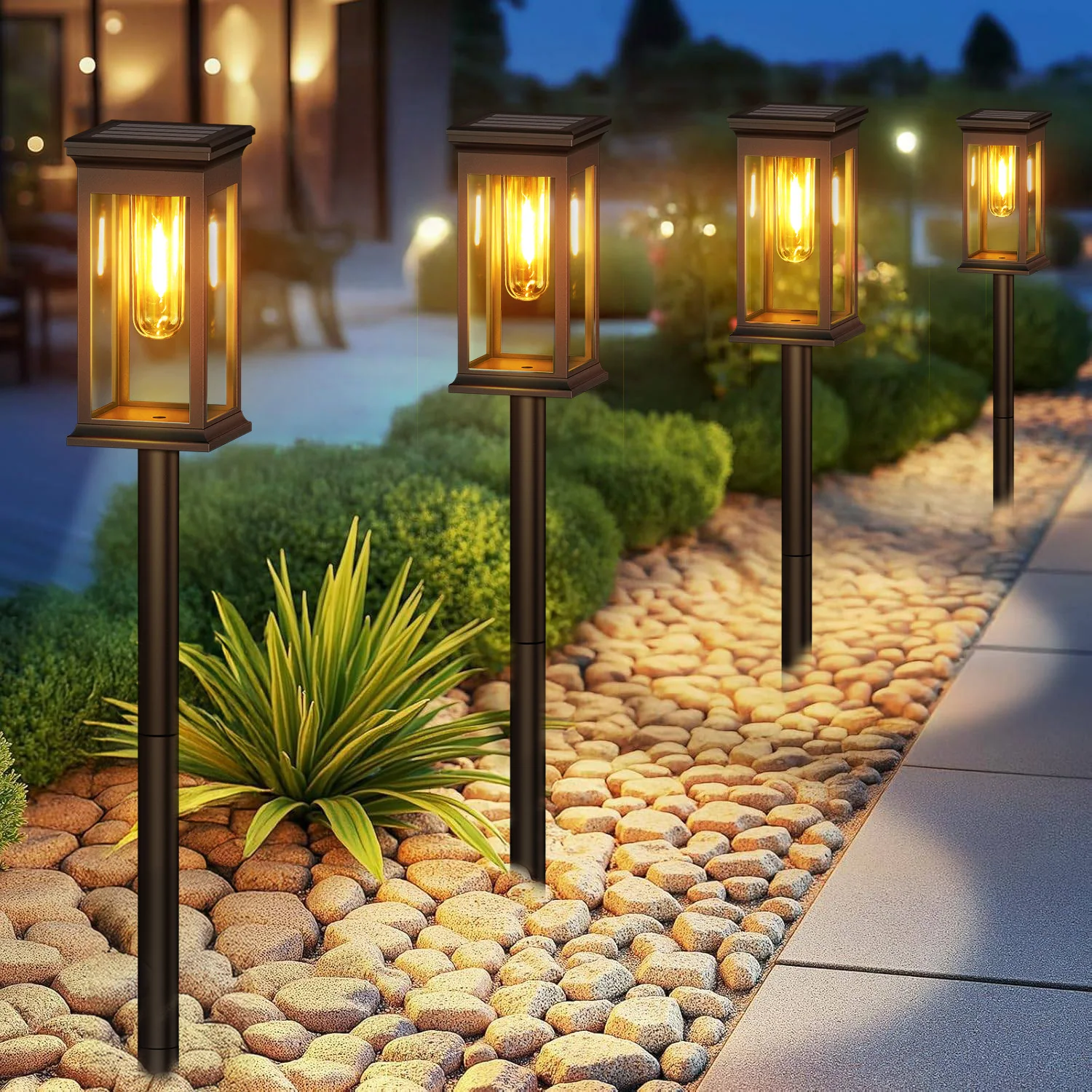 2/6/12 Pack Upgraded Solar Lights – 2700K Warm White for Garden & Walkway