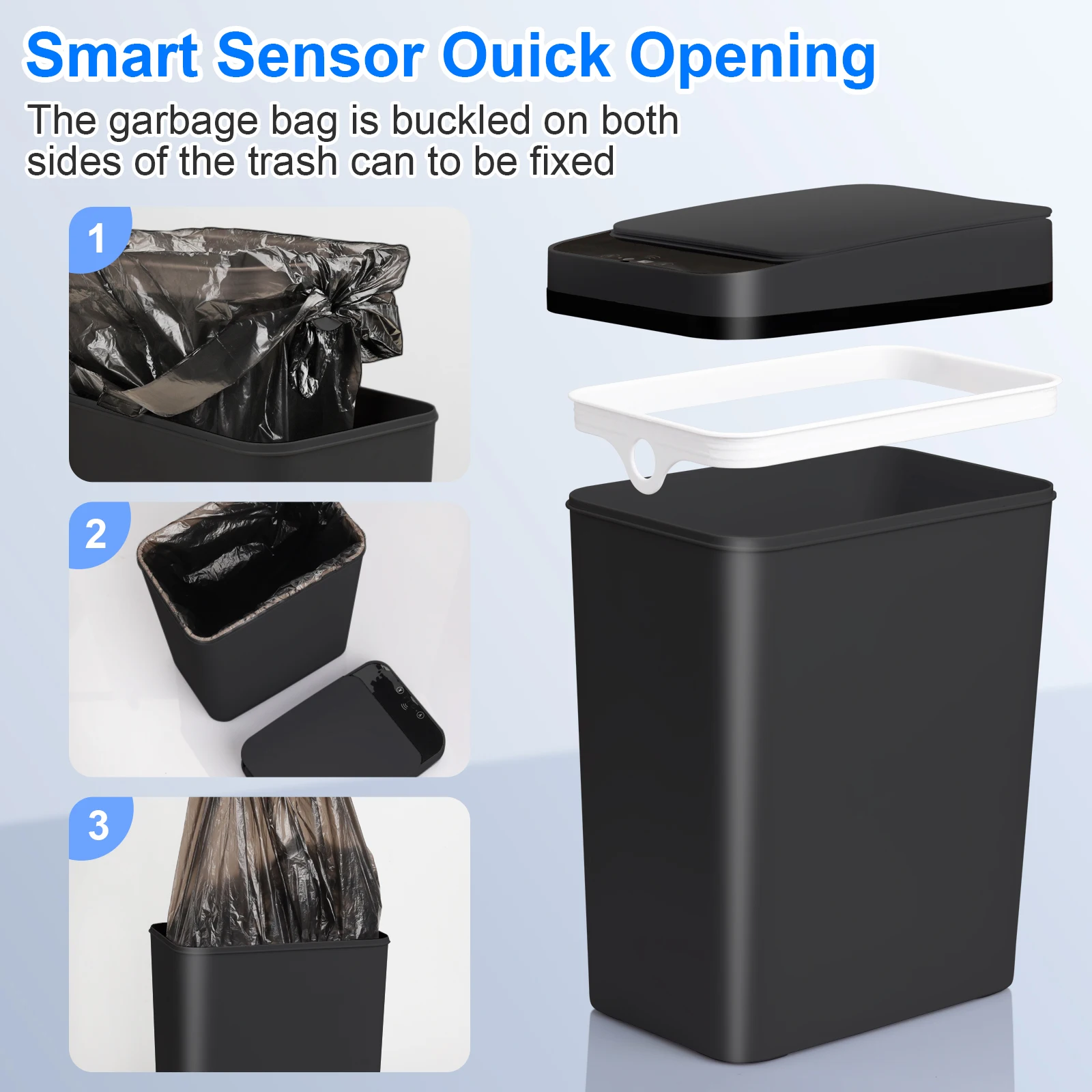 2-Pack 12L Touchless Motion Sensor Trash Cans – Automatic Slim Bathroom & Office Garbage Bins - Image 5