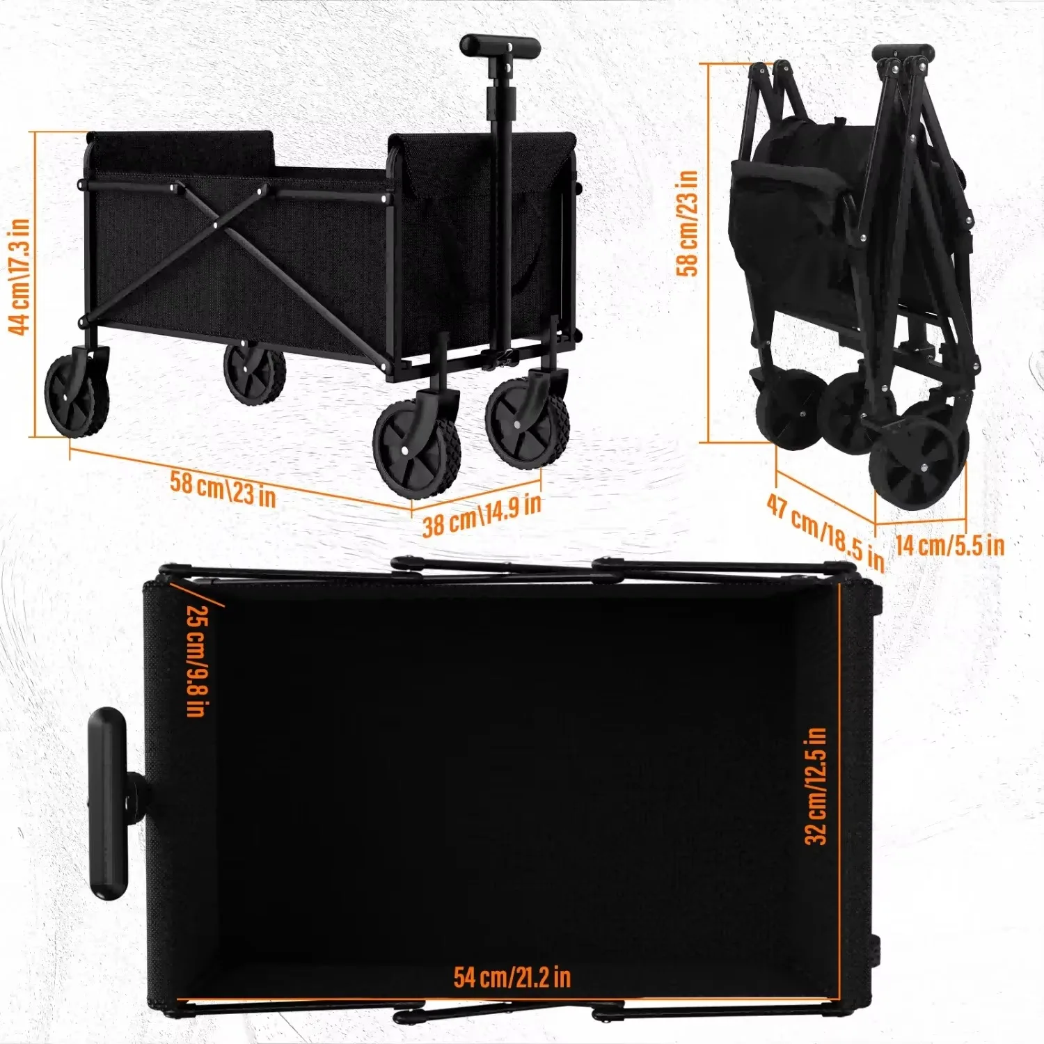 Foldable Garden Wagon Cart, Portable Outdoor Trolley for Camping, Beach & Shopping - Image 7