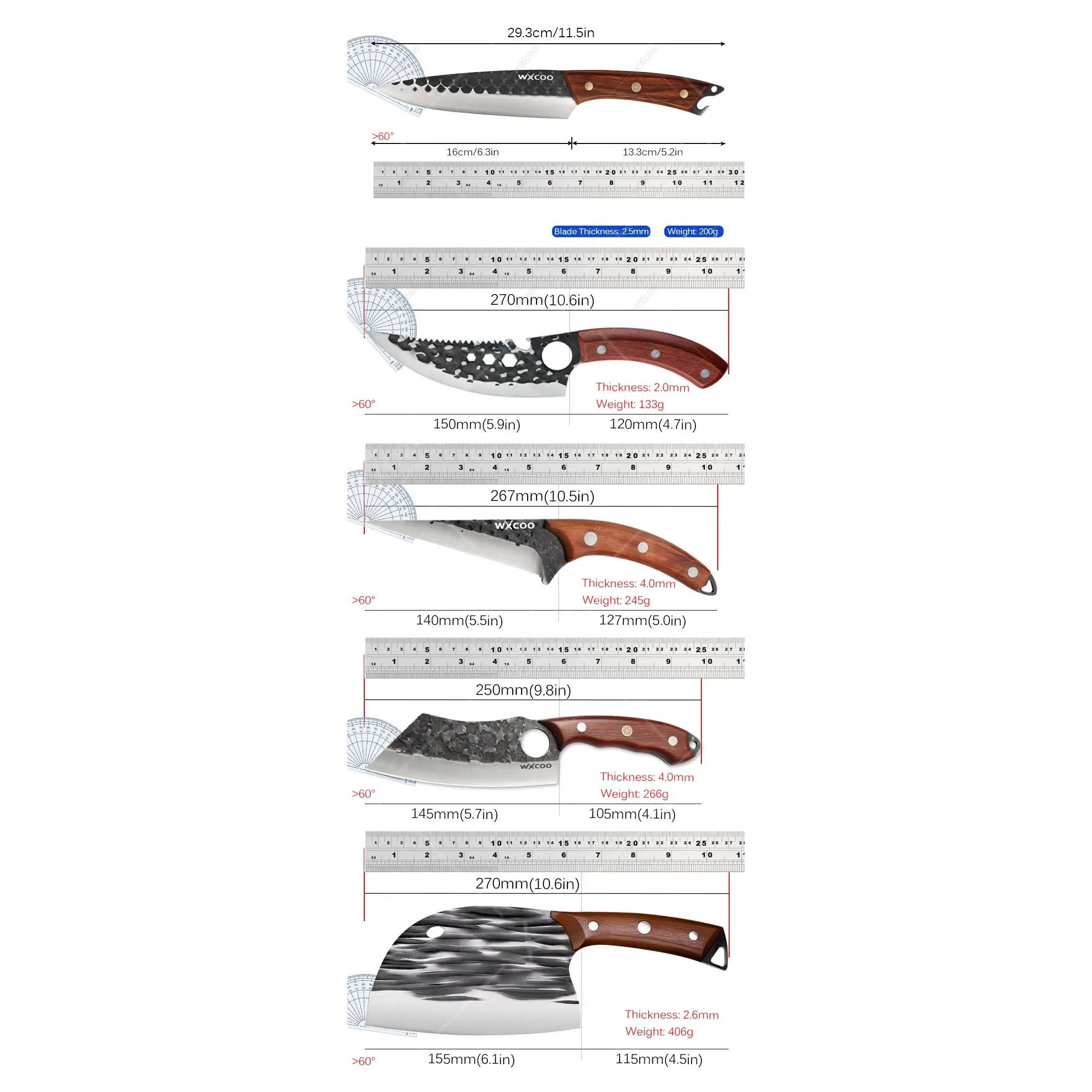 Professional Kitchen Chef Knife Set – 1 to 5 PCS Multipurpose Stainless Steel Utility & Boning Knives - Image 2