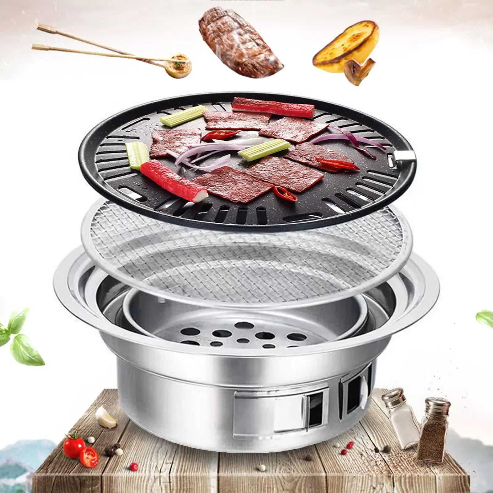 Portable Stainless Steel Hibachi Grill – Japanese‑Korean Charcoal BBQ Tabletop - Image 6