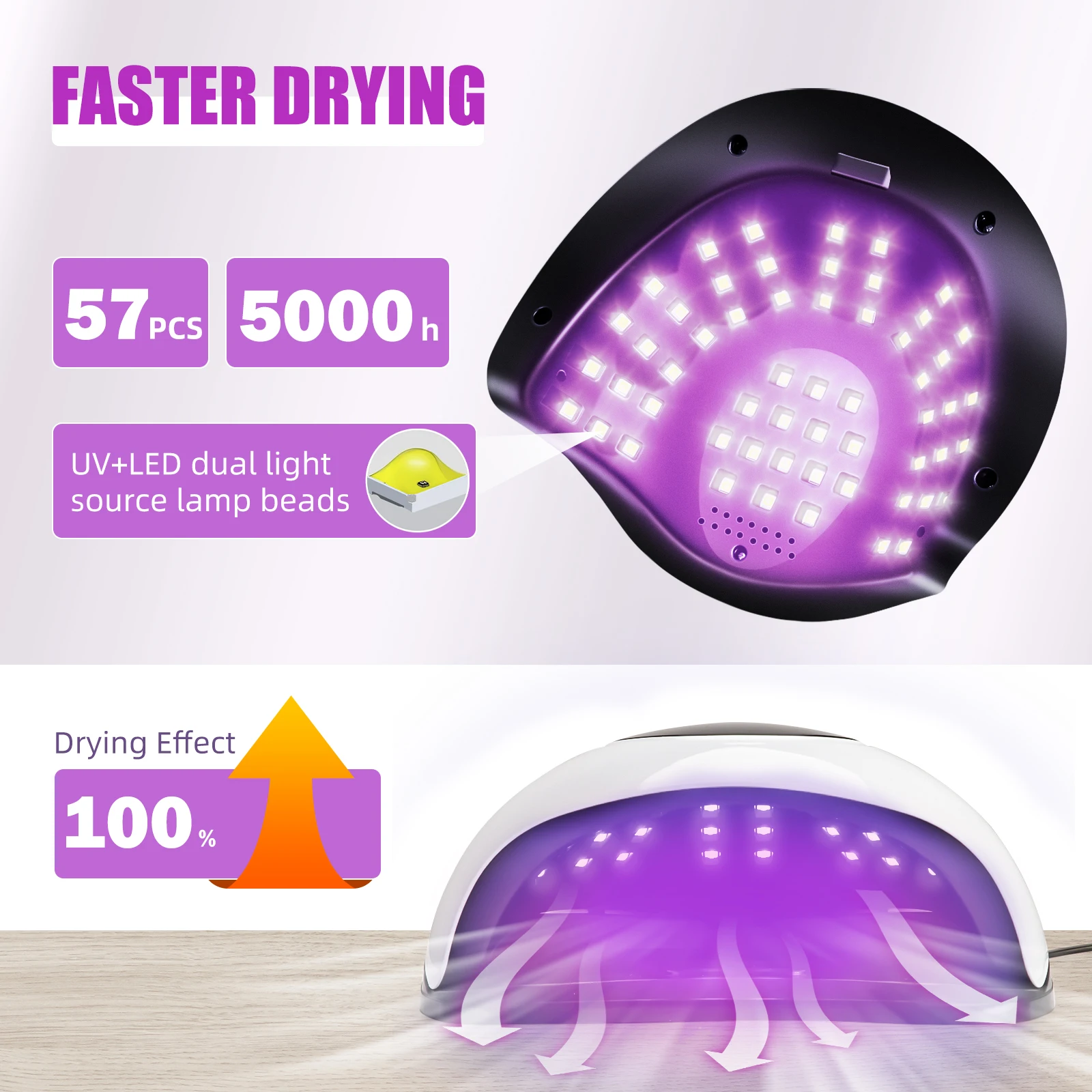 220W LED UV Nail Dryer – 57 Beads, LCD Touchscreen, 4 Timer Settings - Image 2