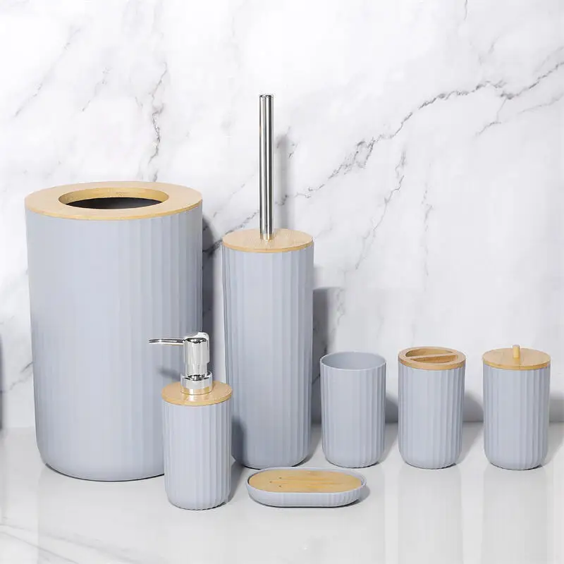 7-Piece Bamboo Bathroom Accessories Set – Stylish Bath Ensemble - Image 5