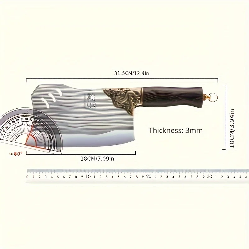 Handcrafted Serbian Chef Cleaver – Heavy-Duty Butcher Knife with Full-Tang Carbon Steel Blade - Image 2