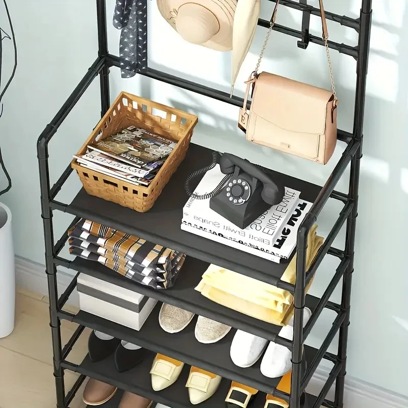 Entryway Clothes Hanger & Shoe Rack, Storage for Shoes, Jackets, Hats & Bags