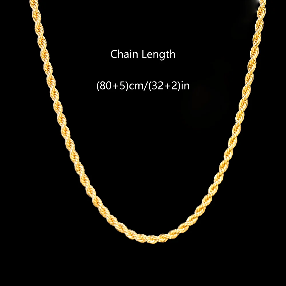 18K Gold Plated 2.8mm Twisted Rope Necklace – 925 Sterling Silver Wedding Jewelry - Image 8