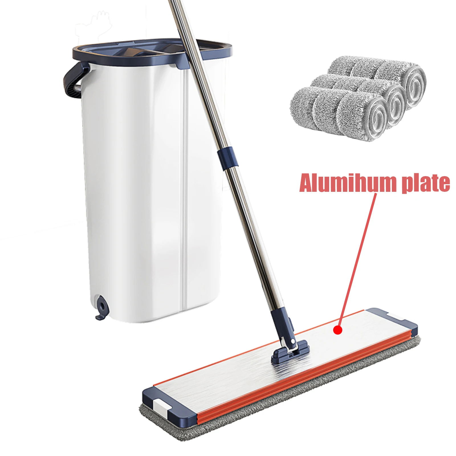 Floor Washing Mop with Separate Clean & Dirty Water Buckets, Hands-Free Lazy Cleaning Mop - Image 9