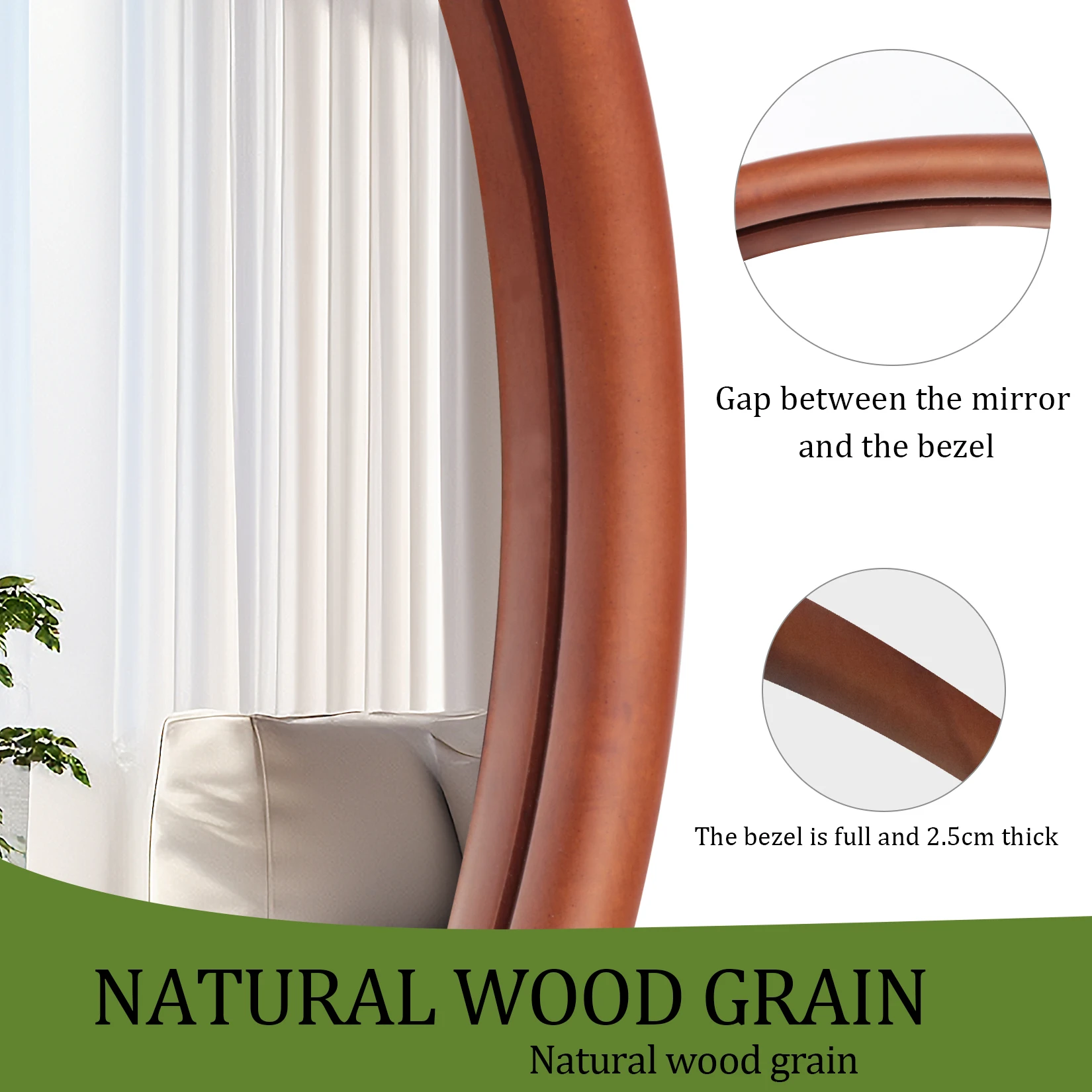 Irregular Wall Mirror Decorative Large Accent Mirror Vanity with Solid Wooden Frame for Livingroom Diningroom Bedroom Hallway - Image 6