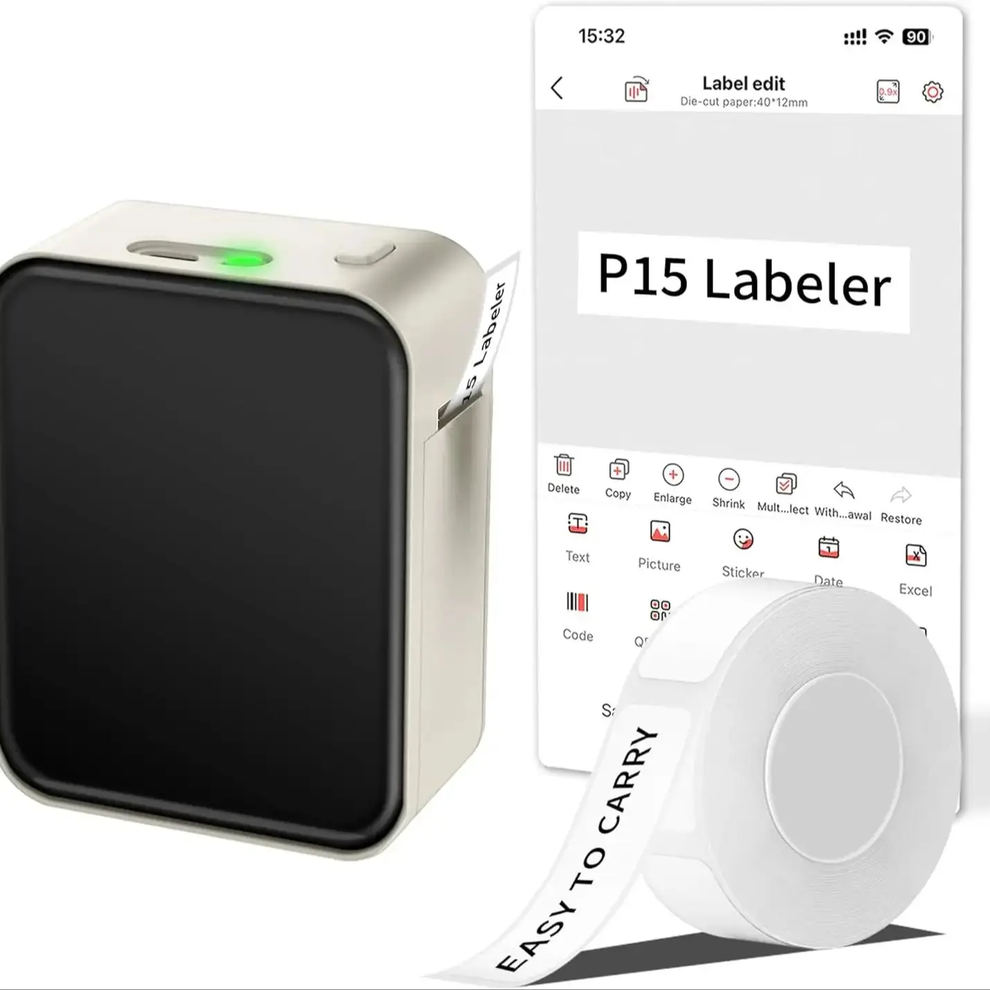 Marklife P15 Mini Portable Thermal Printer Without Ink Self-Adhesive Label Maker Printer For Stickers Labeller Labeling Machine