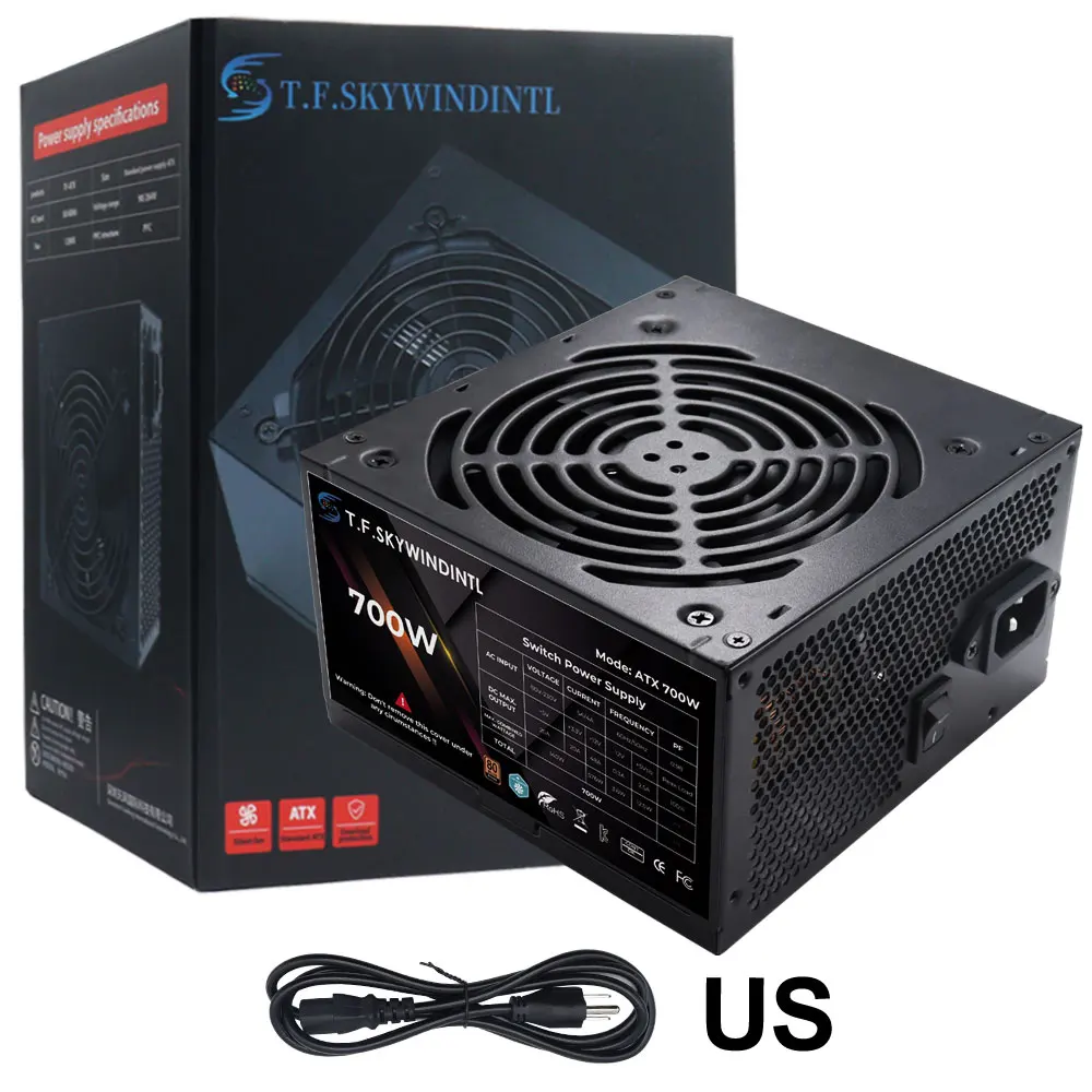 T.F.SKYWINDINTL 700W RGB PSU Power Supply for Gaming PC – 120mm Fan ATX