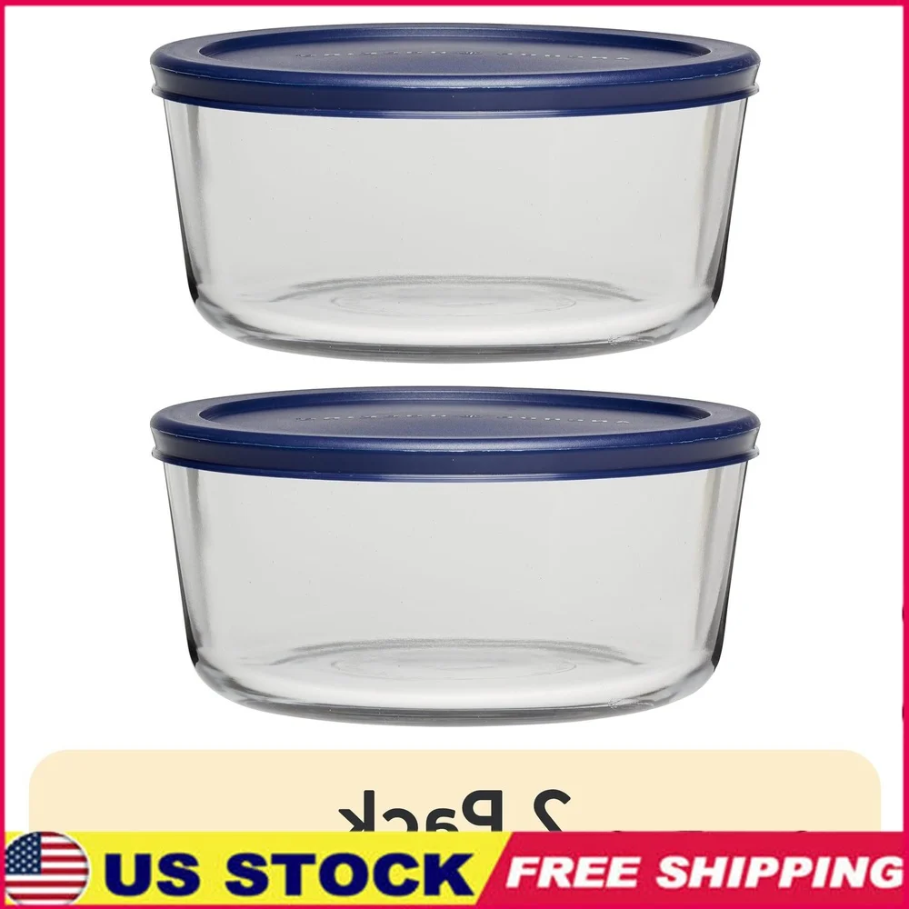 2-Pack 7-Cup Glass Food Storage Containers with SnugFit Lid - Microwave & Dishwasher Safe