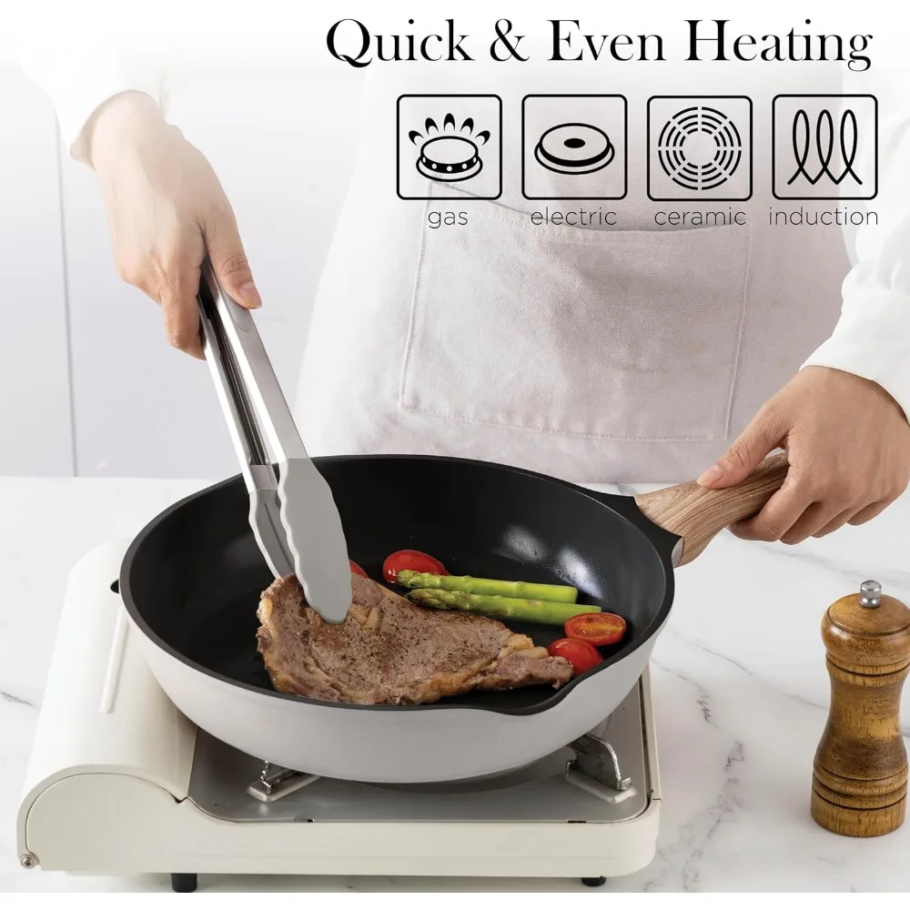 Nonstick Cast Aluminum Cookware Set with Utensils – 17-Piece Set, Dishwasher Safe, Heat Resistant - Image 4