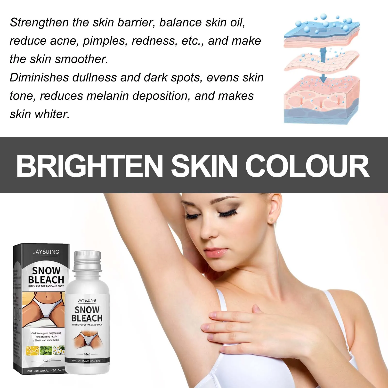 Body Snow Bleach Cream with Nicotinamide for Dark Spot & Melanin Removal - Image 4