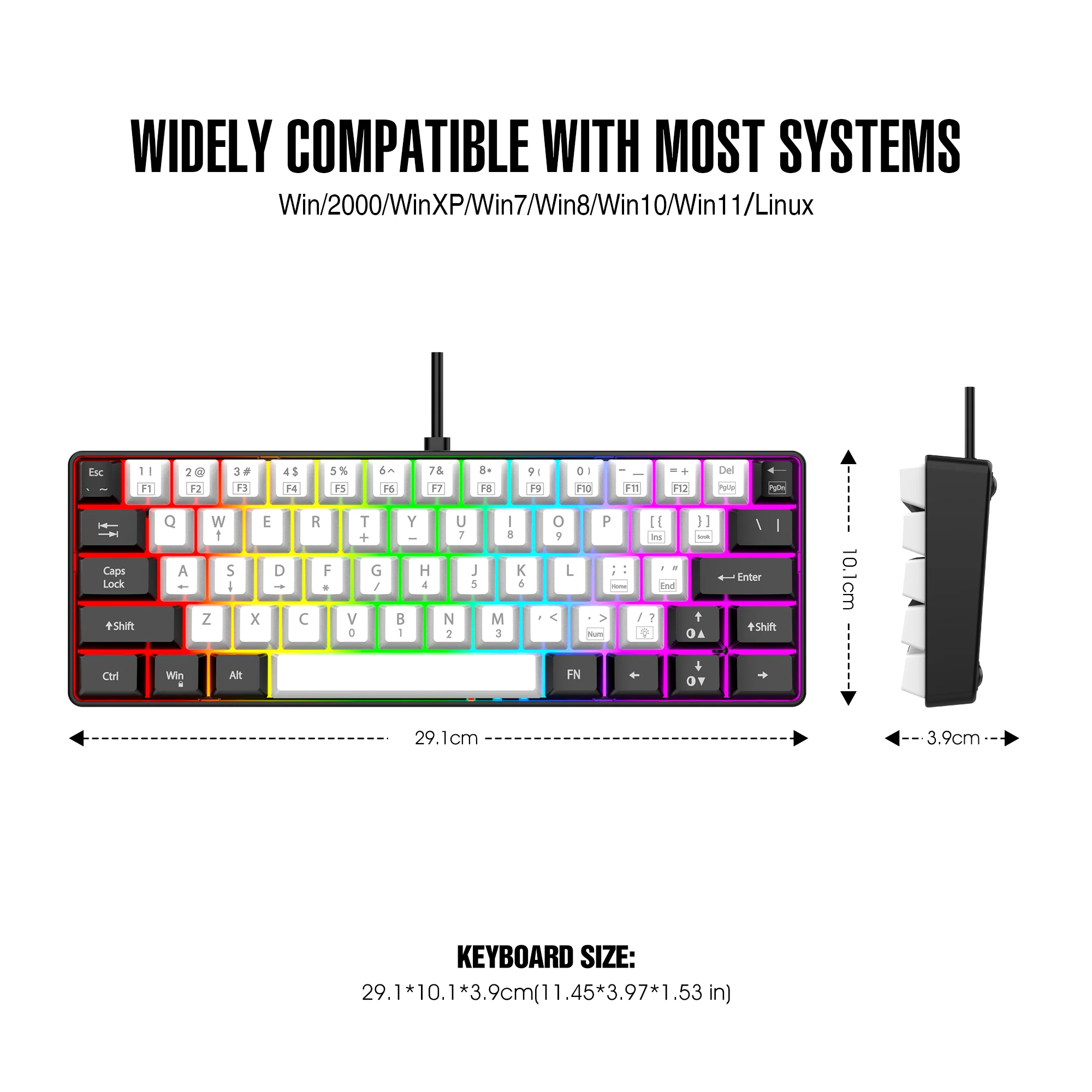 60% wired game keyboard, RGB backlit ultra-small keyboard, waterproof portable, computer/MAC game keyboard - Image 6