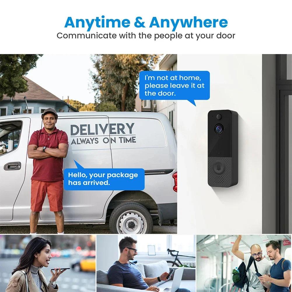 Wireless Video Doorbell with 2-Way Audio & PIR Motion Detection for Home Office - Image 4