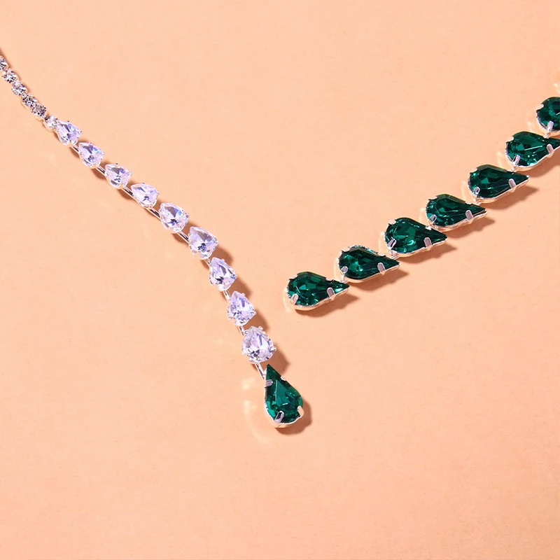 Stonefans Vintage Green Rhinestone Collar Choker – Crystal Bridal Pendant Necklace - Image 5