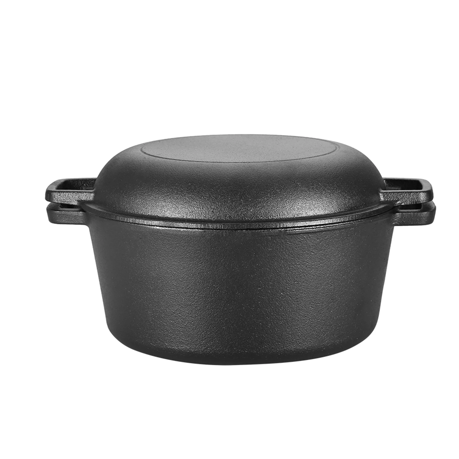 2-in-1 Seasoned Cast Iron Double Dutch Oven Combo Cooker – Skillet Lid, 3.2L - Image 3