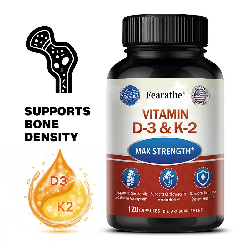 Vitamin D3+K2 Capsules for Immune Support, Heart Health & Bone Strength