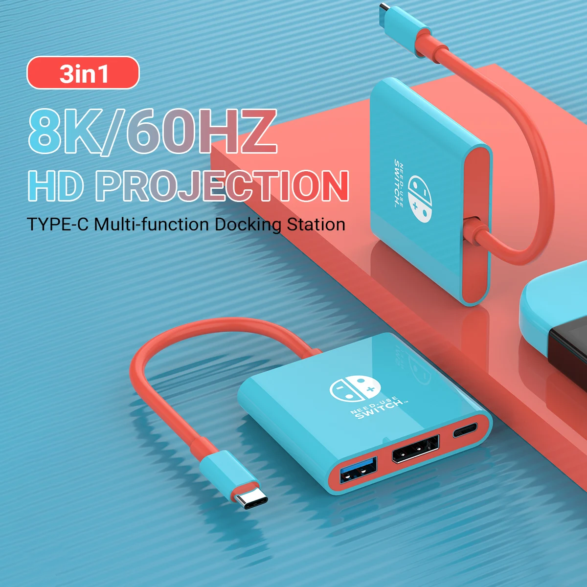 3-in-1 USB-C Hub with 8K DisplayPort Switch for MacBook Pro & Air