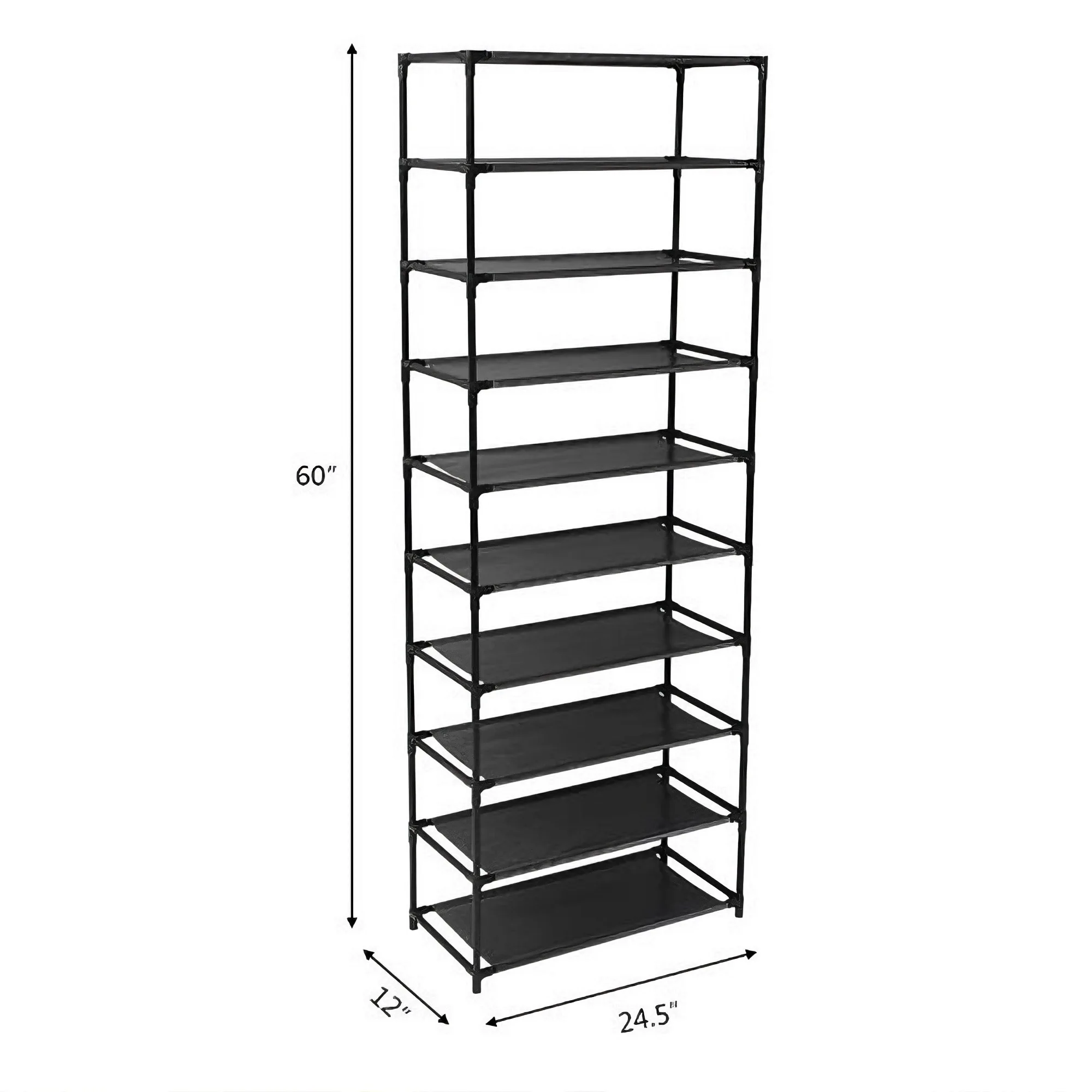 10-Tier Stackable Shoe Rack, Stainless Steel Frame Holds 50 Pairs of Shoes - Image 4