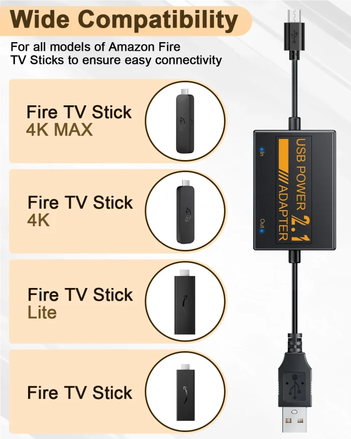 USB Power Adapter for Fire TV Stick - 1800mAh Battery, Plug & Play - Image 2