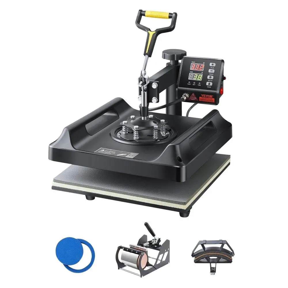 15x15 Inch 8-in-1 Heat Press Machine for Sublimation Printing, Black