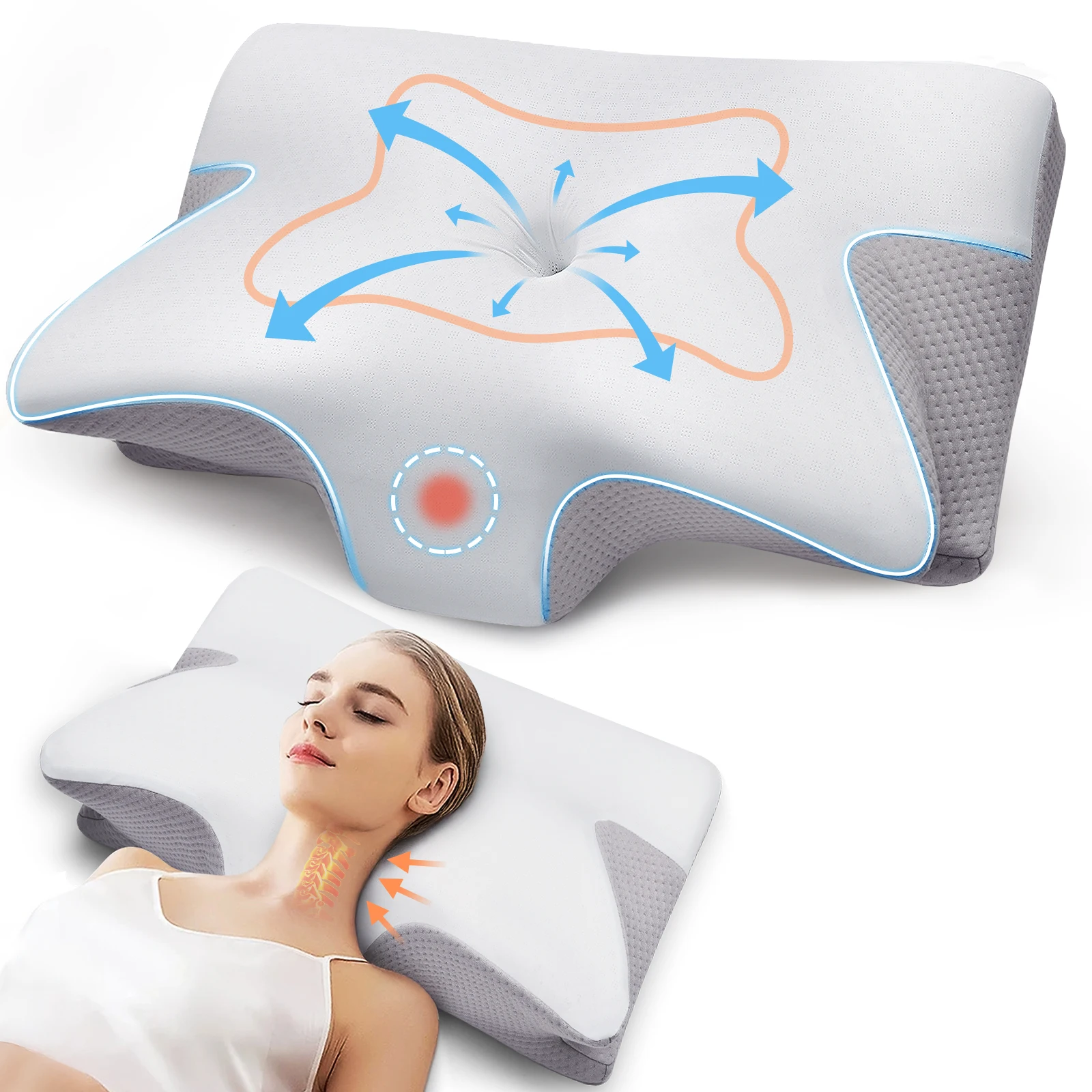 Pulatree Cervical Pillow for Neck & Shoulder Pain Relief, Ergonomic Memory Foam with Removable Pillowcase - Image 2