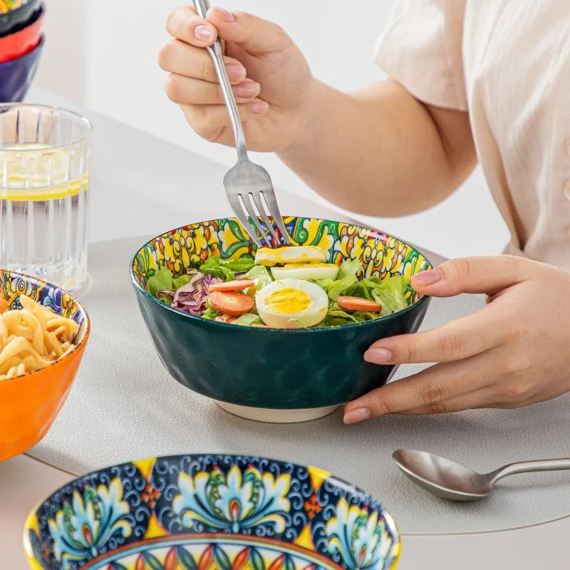 Malacasa Bohemia Retro Ceramic Dinnerware Set - Non-Toxic, Vibrant Colors, 12/16/24 Pieces - Image 2