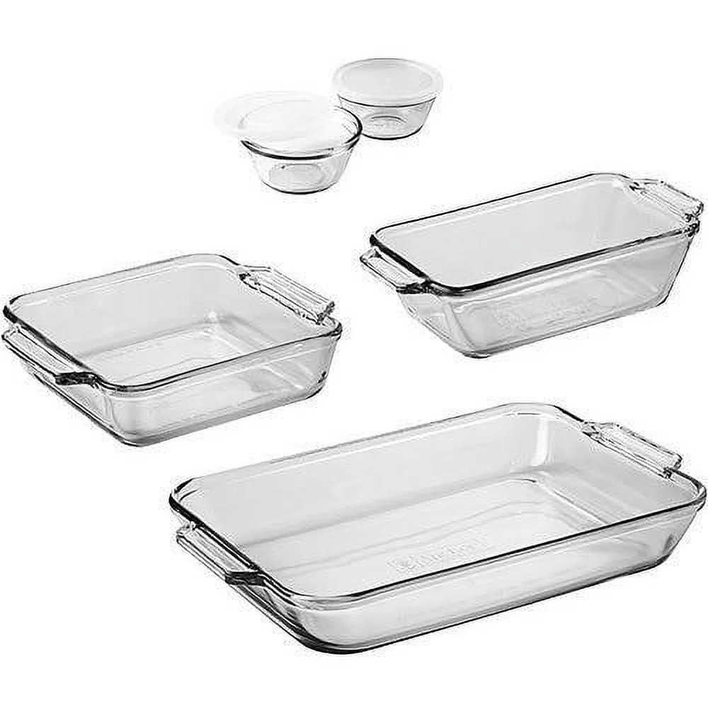 Oven‑Safe 7‑Piece Tempered Glass Bakeware Set – Durable Casserole, Loaf & Cups - Image 3