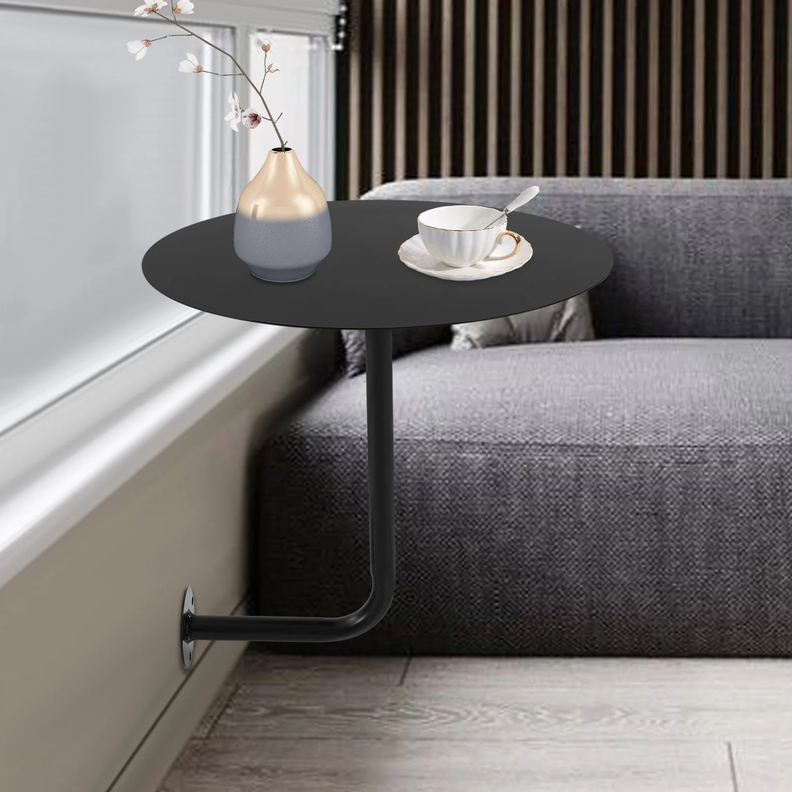 Wall-Mounted Round Side Table – Minimalist Floating Shelf for Café & Home - Image 4