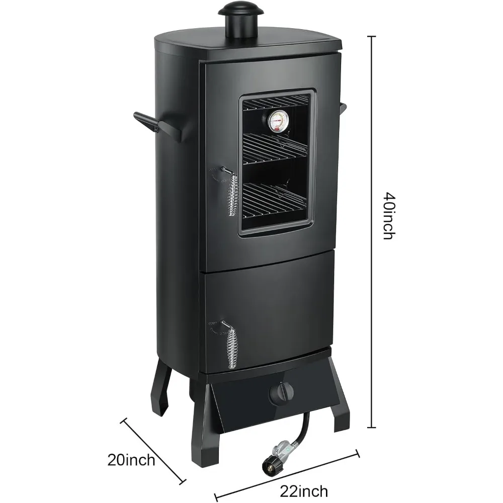 Vertical Smoker with Cover - Outdoor Grill, Temperature Control & 3 Removable Smoking Shelves - Image 5