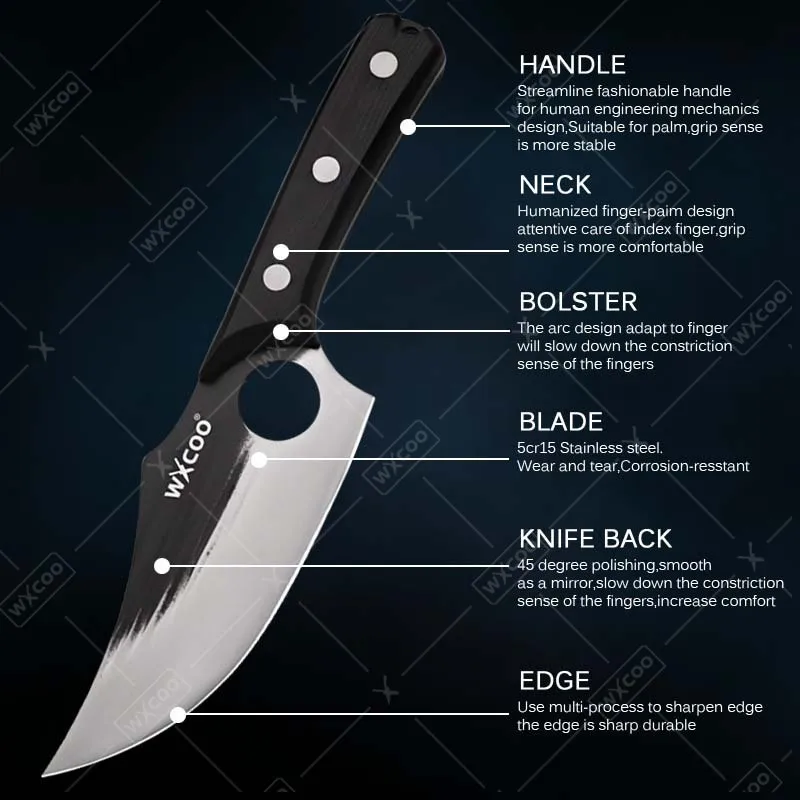 Hand Forged High Carbon Steel Knife Set – Chef, Cleaver, Utility, Meat & Camping Knives - Image 5