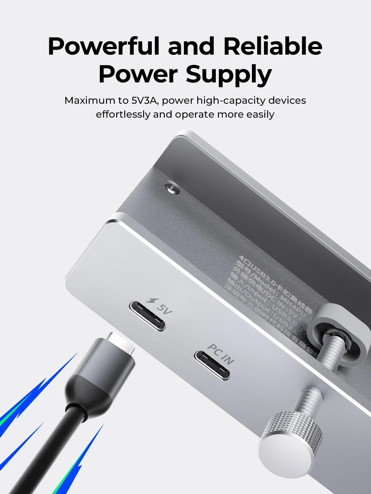 ORICO  7-in-1 Expansion Hub USB 3.2 10Gbps HUB with Power Supply Clip SD TF Card Fast Reading High Speed Transmission MH5PCM - Image 4