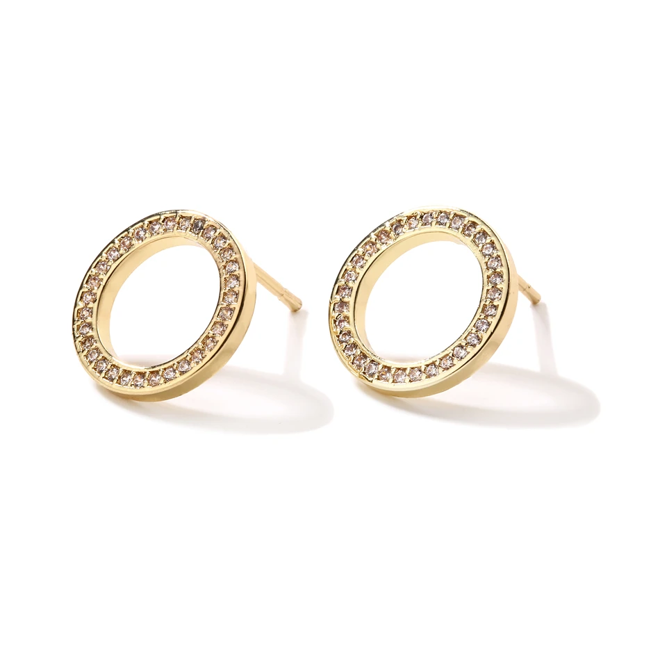 18K Gold Zircon Inlaid Hollow Stud Earrings – Fashion Jewelry for Women & Couples - Image 7