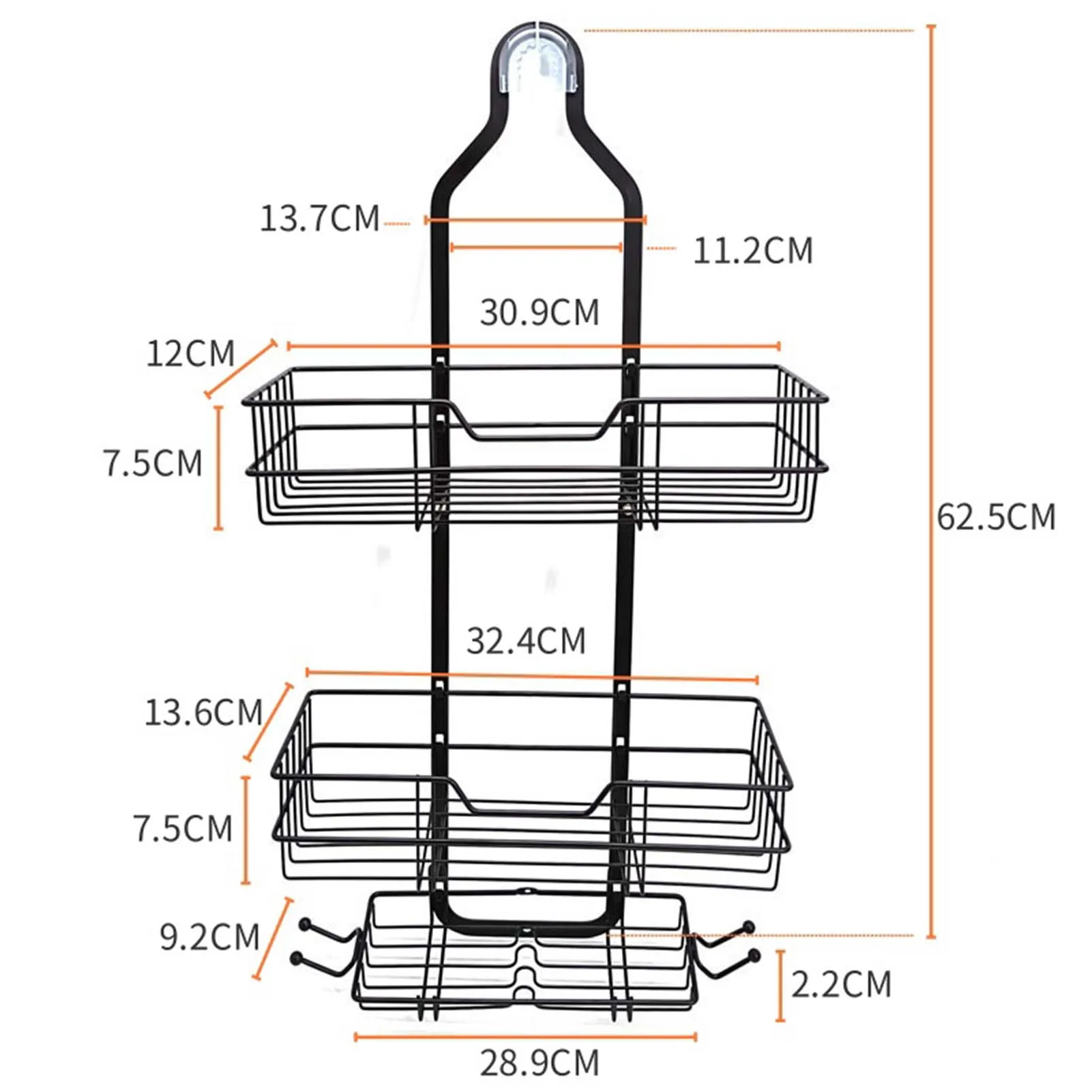 Hanging Shower Caddy Bathroom Storage Rack – Large Capacity Organizer Shelves - Image 3