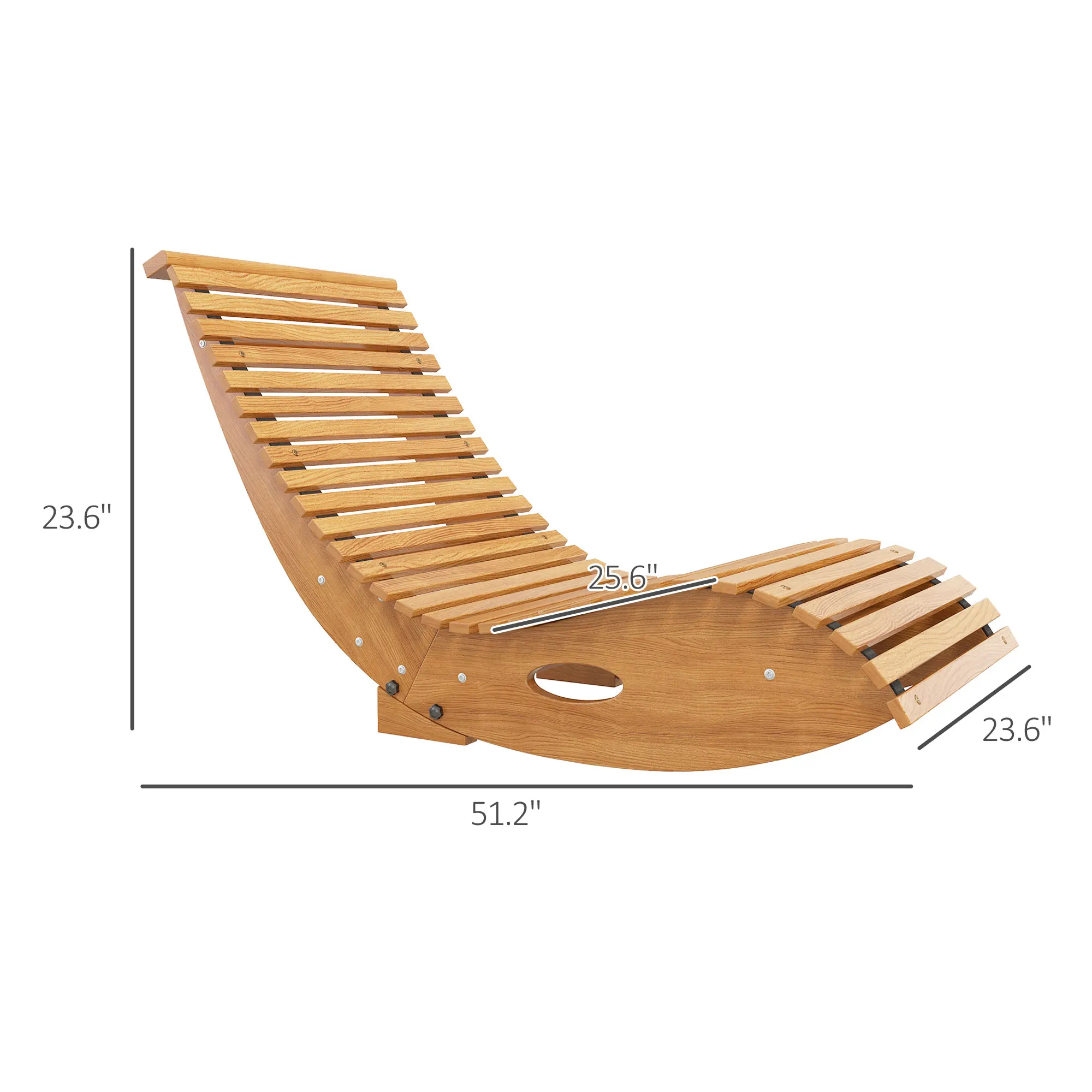 Outdoor Teak Rocking Chair – Outsunny Slatted Wooden Patio Rocker - Image 3